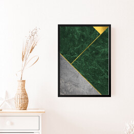 Obraz w ramie Zielono szara mozaika z marmuru ze złotymi dekoracjami