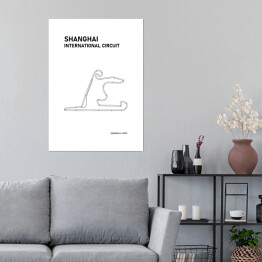 Plakat samoprzylepny Shanghai International Circuit - Tory wyścigowe Formuły 1 - białe tło