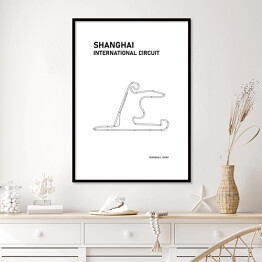 Plakat w ramie Shanghai International Circuit - Tory wyścigowe Formuły 1 - białe tło