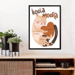 Obraz w ramie Kawa z kotem - kocia mocha