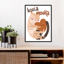 Plakat w ramie Kawa z kotem - kocia mocha