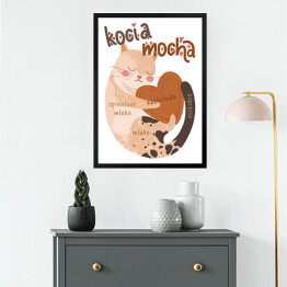 Obraz w ramie Kawa z kotem - kocia mocha