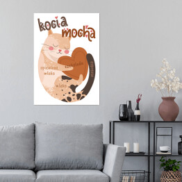 Plakat Kawa z kotem - kocia mocha