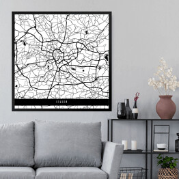 Obraz w ramie Mapy miast świata - Kraków - biała