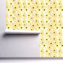 Tapeta samoprzylepna w rolce Żółte akwarelowe duże kwiaty