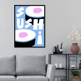 Plakat w ramie Sushi - kolorowa ilustracja