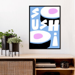 Plakat w ramie Sushi - kolorowa ilustracja