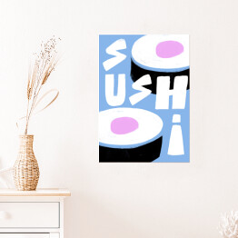 Plakat Sushi - kolorowa ilustracja