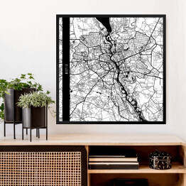 Obraz w ramie Mapy miast świata - Kijów - biała