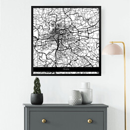 Obraz w ramie Mapa miast świata - Praga - biała