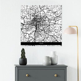 Plakat samoprzylepny Mapa miast świata - Praga - biała