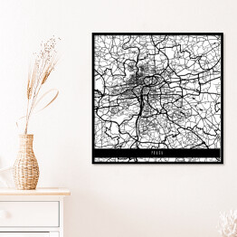 Plakat w ramie Mapa miast świata - Praga - biała