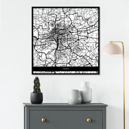 Plakat w ramie Mapa miast świata - Praga - biała