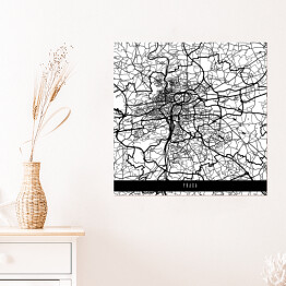 Plakat samoprzylepny Mapa miast świata - Praga - biała