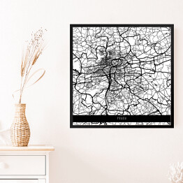 Obraz w ramie Mapa miast świata - Praga - biała
