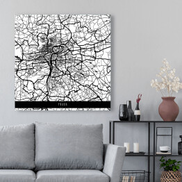 Obraz na płótnie Mapa miast świata - Praga - biała