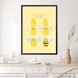 Obraz w ramie Ilustracja - rysowanie pszczoły