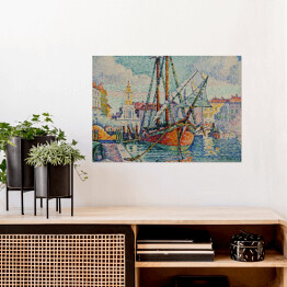 Plakat samoprzylepny Paul Signac Pomarańczowe łodzie Marsylia. Reprodukcja obrazu