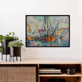 Plakat w ramie Paul Signac Pomarańczowe łodzie Marsylia. Reprodukcja obrazu