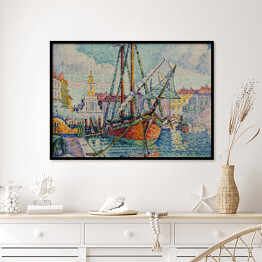 Plakat w ramie Paul Signac Pomarańczowe łodzie Marsylia. Reprodukcja obrazu