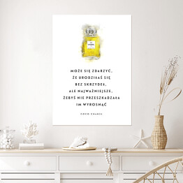 Plakat samoprzylepny Ilustracja z hasłem motywacyjnym - cytat Coco Chanel