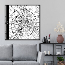 Plakat w ramie Mapa miast świata - Rzym - biała