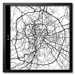 Obraz w ramie Mapa miast świata - Rzym - biała