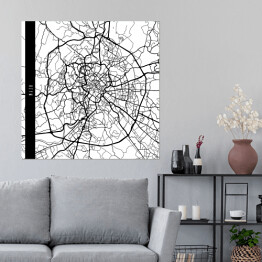 Plakat samoprzylepny Mapa miast świata - Rzym - biała