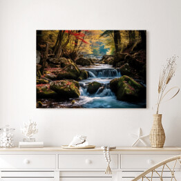 Obraz na płótnie Wodospad w lesie krajobraz