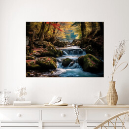 Plakat Wodospad w lesie krajobraz