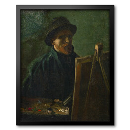 Obraz w ramie Vincent van Gogh Autoportret Vincenta van Gogha z ciemnym filcowym kapeluszem przy sztalugach. Reprodukcja