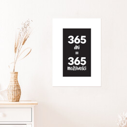 Plakat samoprzylepny "365 dni..." - typografia z czarnym tłem