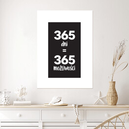 Plakat "365 dni..." - typografia z czarnym tłem
