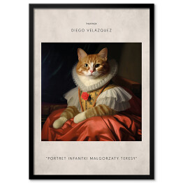 Plakat w ramie Portret kota inspirowany sztuką - Diego Velazquez "Portret Infantki Małgorzaty Teresy"