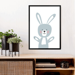 Obraz w ramie Zabawny króliczek machający łapkami