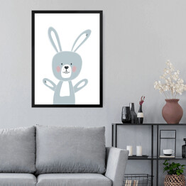 Obraz w ramie Zabawny króliczek machający łapkami