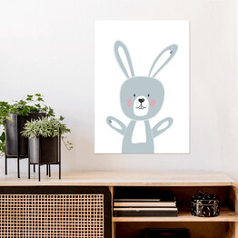 Plakat samoprzylepny Zabawny króliczek machający łapkami