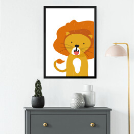 Obraz w ramie Wesoły lew - dziecięca dekoracja