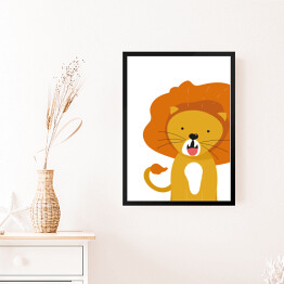 Obraz w ramie Wesoły lew - dziecięca dekoracja