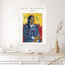 Plakat Paul Gauguin "Tajlandzka kobieta z kwiatem" - reprodukcja z napisem. Plakat z passe partout