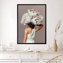 Obraz w ramie Dziewczyna w kwiatach i białej sukni