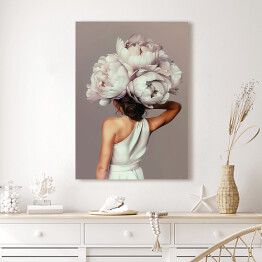 Obraz na płótnie Dziewczyna w kwiatach i białej sukni