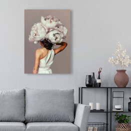 Obraz na płótnie Dziewczyna w kwiatach i białej sukni