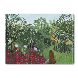 Obraz na płótnie Henri Rousseau "Las tropikalny z małpami" - reprodukcja