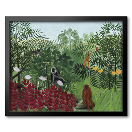 Obraz w ramie Henri Rousseau "Las tropikalny z małpami" - reprodukcja