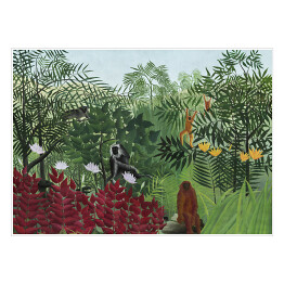 Plakat samoprzylepny Henri Rousseau "Las tropikalny z małpami" - reprodukcja