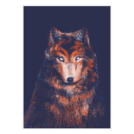 Plakat samoprzylepny Wilk na ciemnym tle - ilustracja