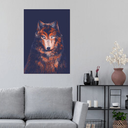 Plakat samoprzylepny Wilk na ciemnym tle - ilustracja
