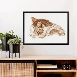 Obraz w ramie Jean Bernard Śpiący kot Reprodukcja