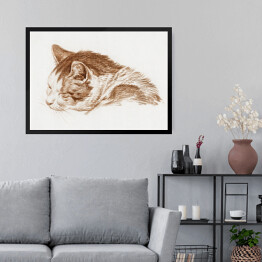 Obraz w ramie Jean Bernard Śpiący kot Reprodukcja